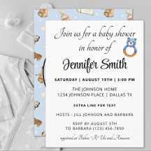 Cute Simple Blue Boy Baby Shower