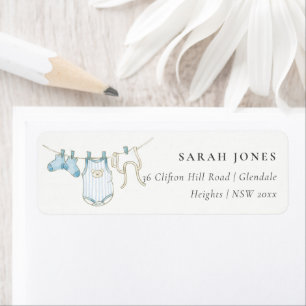 Cute Simple Blue Clothesline Baby Shower Address