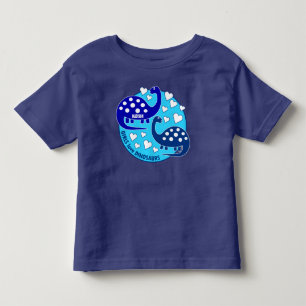 Cute Simple Blue Girls Dinosaur   Hearts Toddler T-shirt