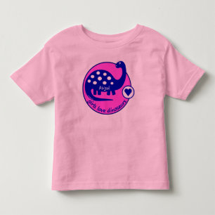 Cute Simple Bright Pink Girls Dinosaur   Dino Toddler T-shirt