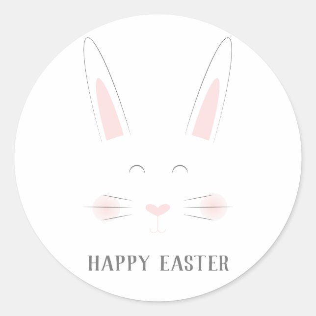 Cute & Simple Bunny Classic Round Sticker (Front)