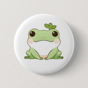 Cute Simple Chibi Frog Nature Kawaii Design 2 Inch Round Button