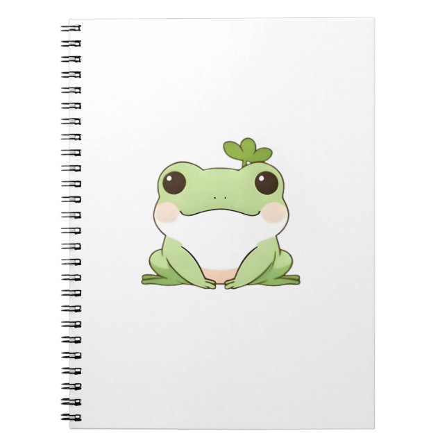 Cute Simple Chibi Frog Nature Kawaii Design Notebook (Front)