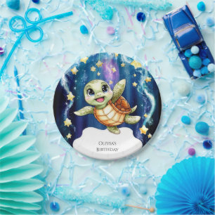 Cute Simple Children's Turtle Birthday Paper Plate