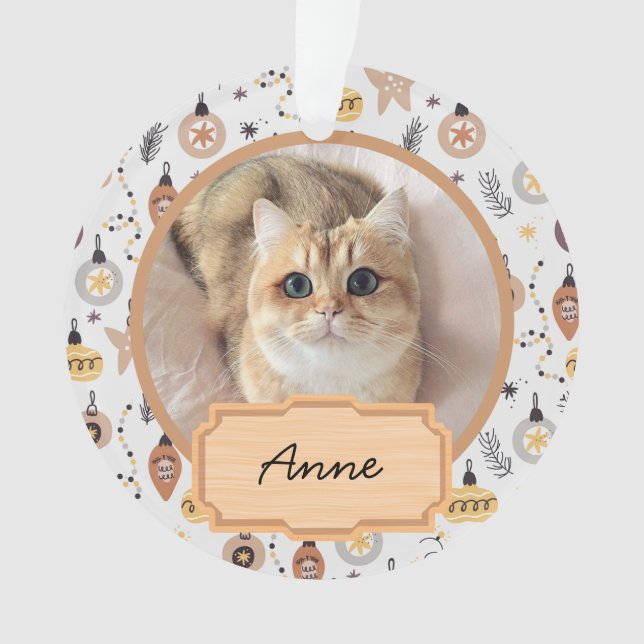  cute simple christmas holiday Custom cat Photo   Ornament (Front)