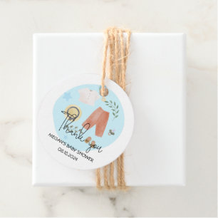 Cute Simple Clothes Blue Baby Shower Thank You Favour Tags