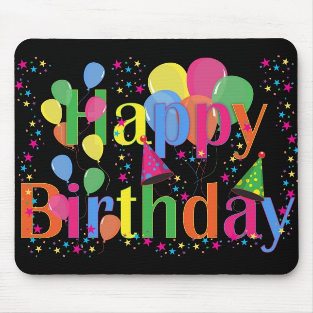 Cute Simple Colourful Happy Birthday Mouse Pad (Front)