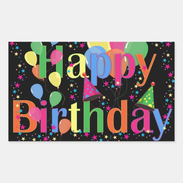Cute Simple Colourful Happy Birthday Sticker (Front)
