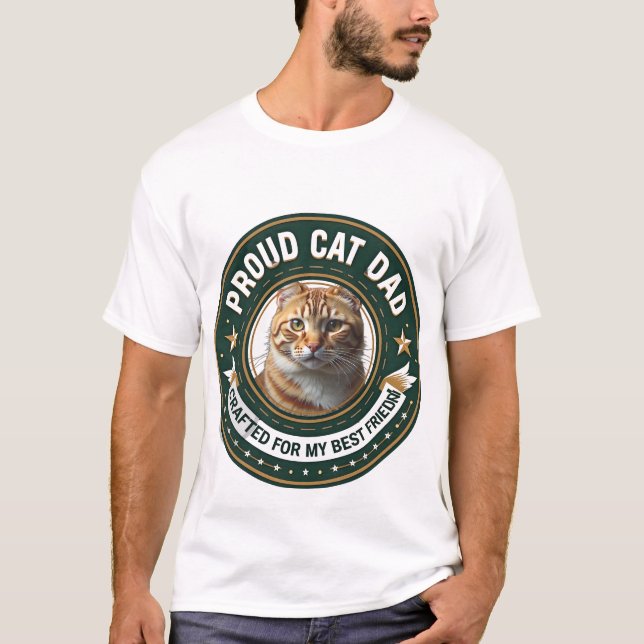 Cute Simple Design Custom Cat Dad Cat Lover T-Shirt (Front)