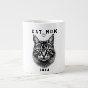 Cute Simple Design Custom Cat Mom Black Cat Lover Large Coffee Mug