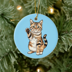 Cute simple design men cat lover ceramic ornament
