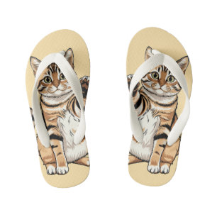 Cute simple design men cat lover kid's flip flops