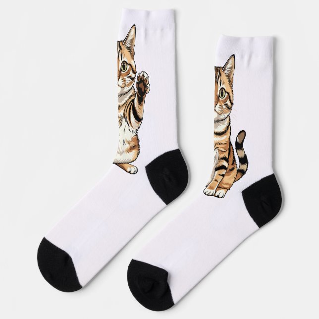 Cute simple design men cat lover socks (Left)