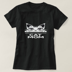 Cute simple design womens black cat lover mom T-Shirt