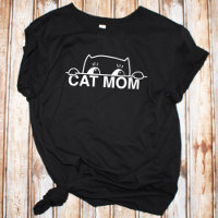 Cute simple design womens black cat lover mom