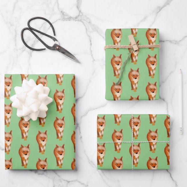 Cute Simple Fox Style Wrapping Paper Sheet (Front)