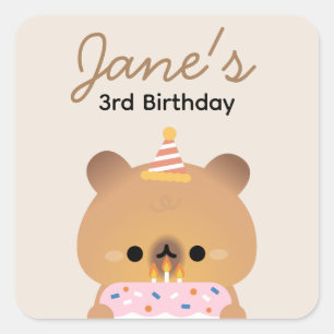 Cute Simple Fun Birthday Party Square Sticker