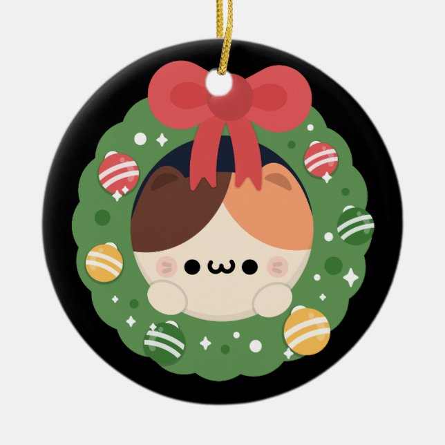 Cute Simple Fun Merry Christmas Ceramic Ornament (Front)