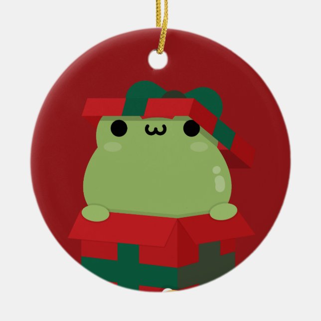 Cute Simple Fun Merry Christmas Ceramic Ornament (Front)