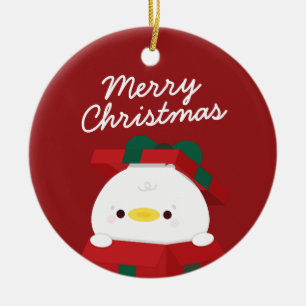 Cute Simple Fun Merry Christmas Ceramic Ornament