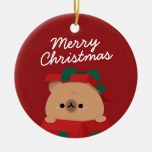 Cute Simple Fun Merry Christmas Ceramic Ornament