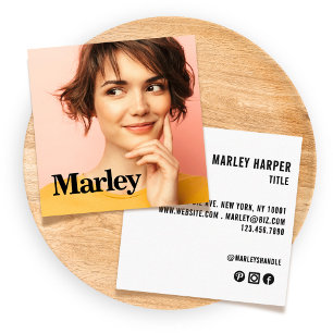 Cute Simple Fun Modern Professional Photo Square Business Card