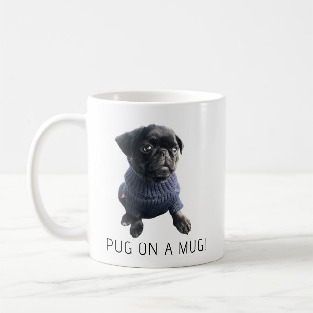 Cute simple fun pug dog  coffee mug (Left)