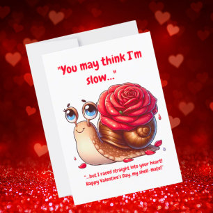 Cute Simple Funny Message Floral Snail Valentines Holiday Card