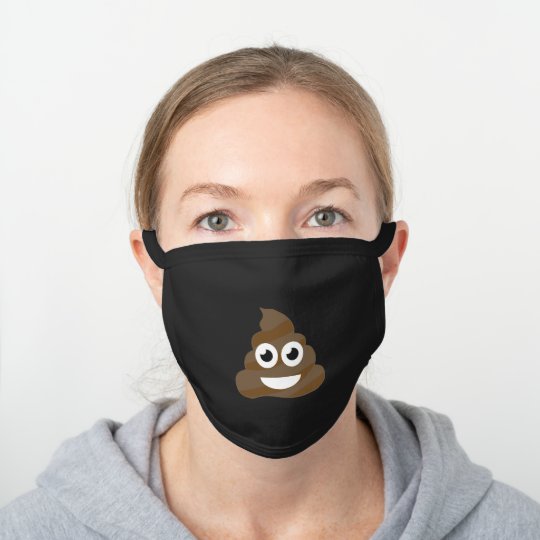 Cute Simple Funny Poop Emoji Black Cotton Face Mask Zazzle.ca