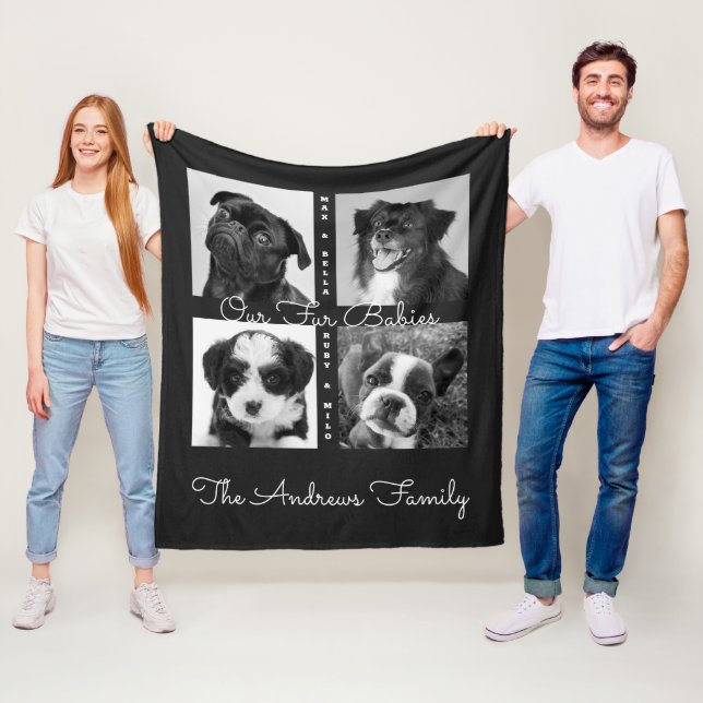 Cute Simple Fur Babies Animal Pet Photo Fleece Blanket (In Situ)