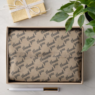 Cute Simple Hand Lettered Faux Rustic Brown Kraft Tissue Paper