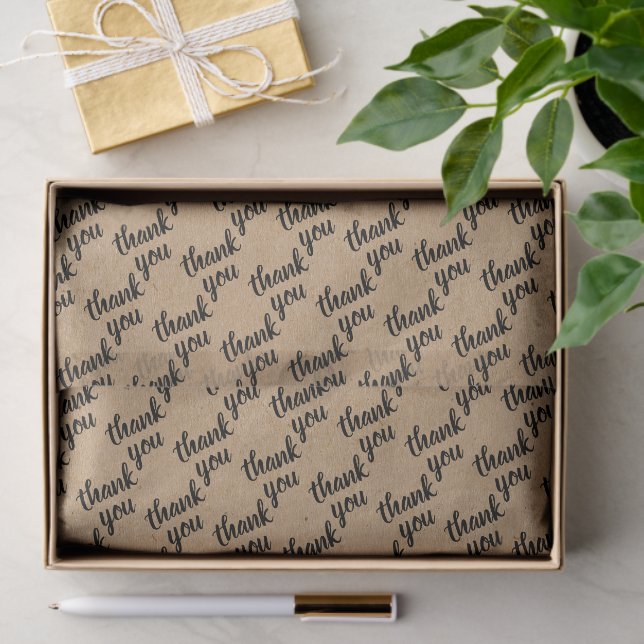 Cute Simple Hand Lettered Faux Rustic Brown Kraft Tissue Paper (Gift)