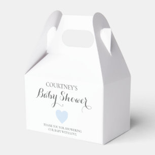 Cute Simple Heart Boy Blue Baby Shower Favor Box
