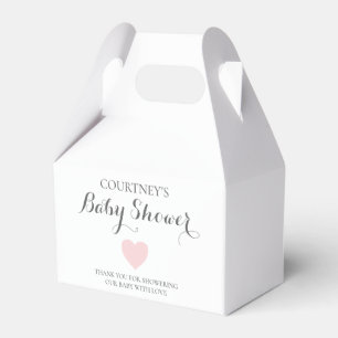 Cute Simple Heart Girl Pink Baby Shower Favor Box