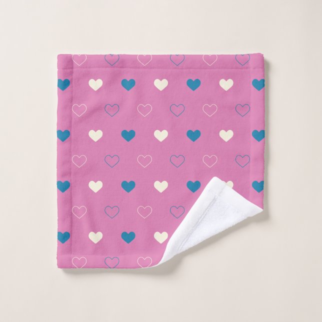Cute Simple Heart Pattern Bath Towel Set (Wash Cloth)