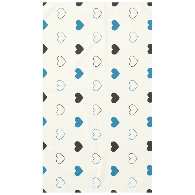 Cute Simple Heart Pattern blue black cream Tablecloth (Front)