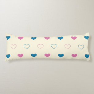 Cute Simple Heart Pattern blue pink cream Body Pillow