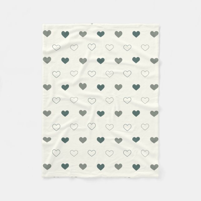 Cute Simple Heart Pattern green cream Fleece Blanket (Front)