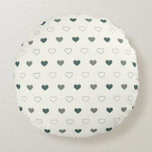 Cute Simple Heart Pattern green cream Round Pillow