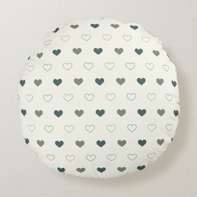 Cute Simple Heart Pattern green cream Round Pillow (Front)