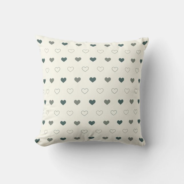 Cute Simple Heart Pattern green cream Throw Pillow (Front)