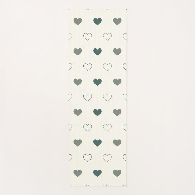 Cute Simple Heart Pattern green cream Yoga Mat (Front)
