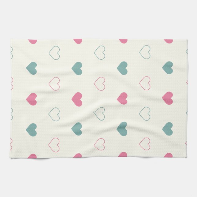 Cute Simple Heart Pattern Kitchen Towel (Horizontal)