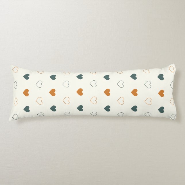 Cute Simple Heart Pattern Orange Cream Green Body Pillow (Front)