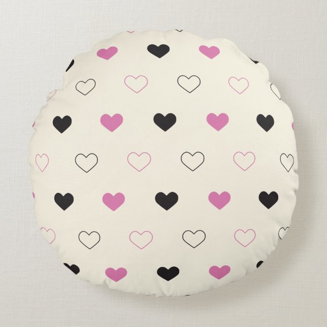 Cute Simple Heart Pattern Round Pillow (Front)