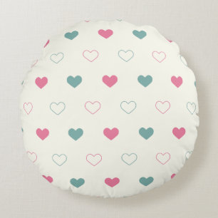Cute Simple Heart Pattern Round Pillow