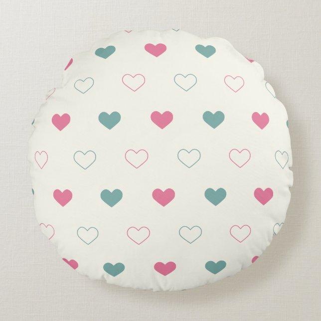 Cute Simple Heart Pattern Round Pillow (Front)