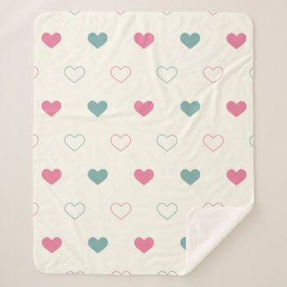 Cute Simple Heart Pattern Sherpa Blanket