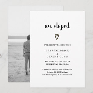 Cute Simple Heart Photo Modern Wedding Reception Invitation