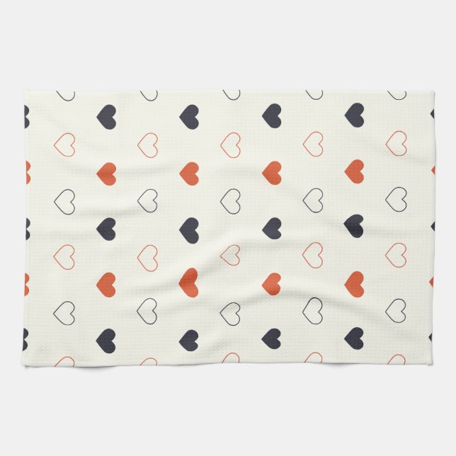 Cute Simple Heart Seamless Pattern  Kitchen Towel (Horizontal)